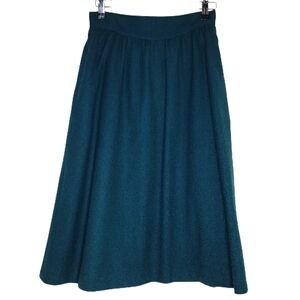 Vintage Wool Blend Natural Fiber A Line Elegant Teal Women's Skirt WITH POCKETS